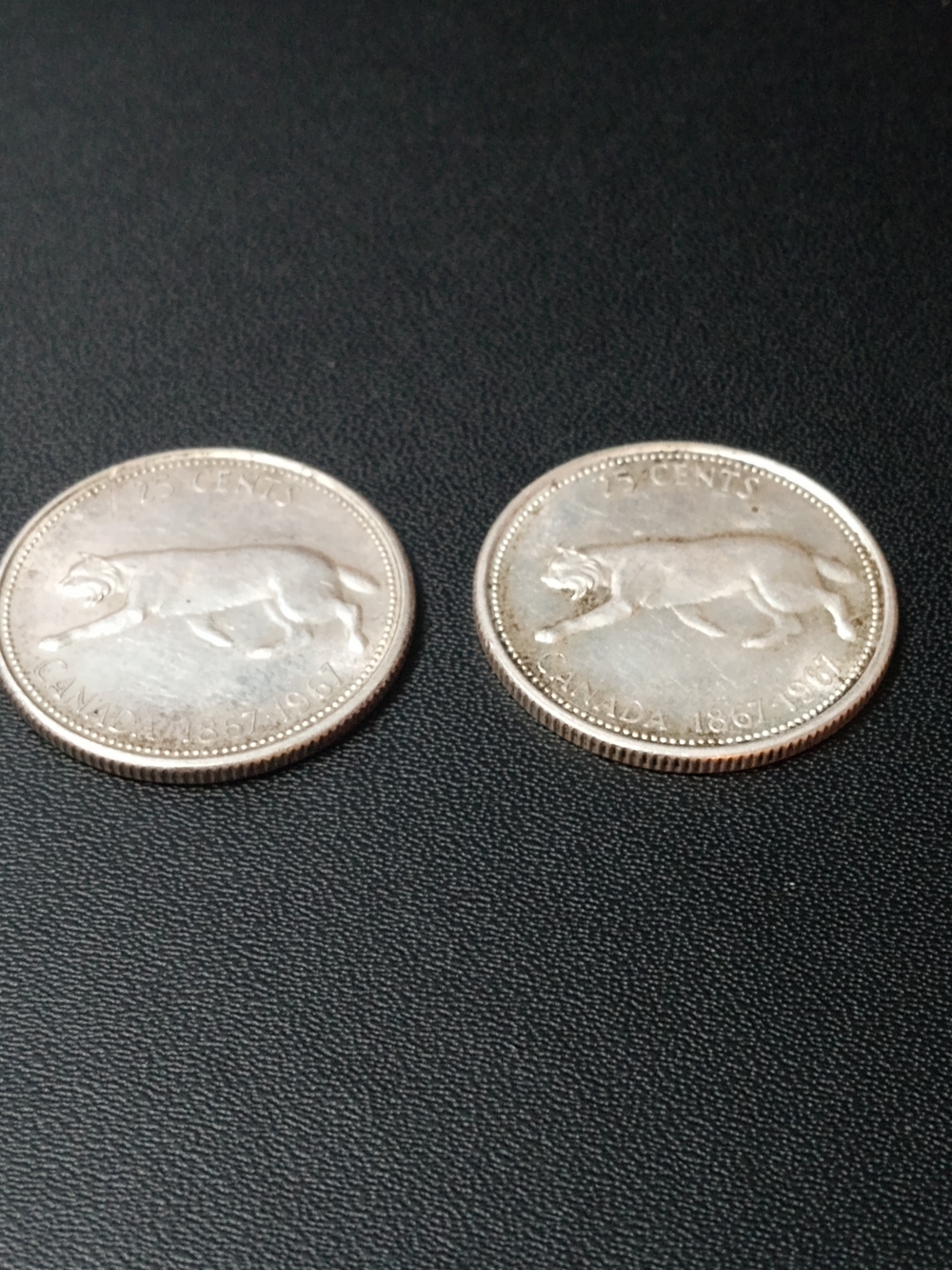 Silver Canadian 25 Cents Cougar Coin Pair - Collector's Set